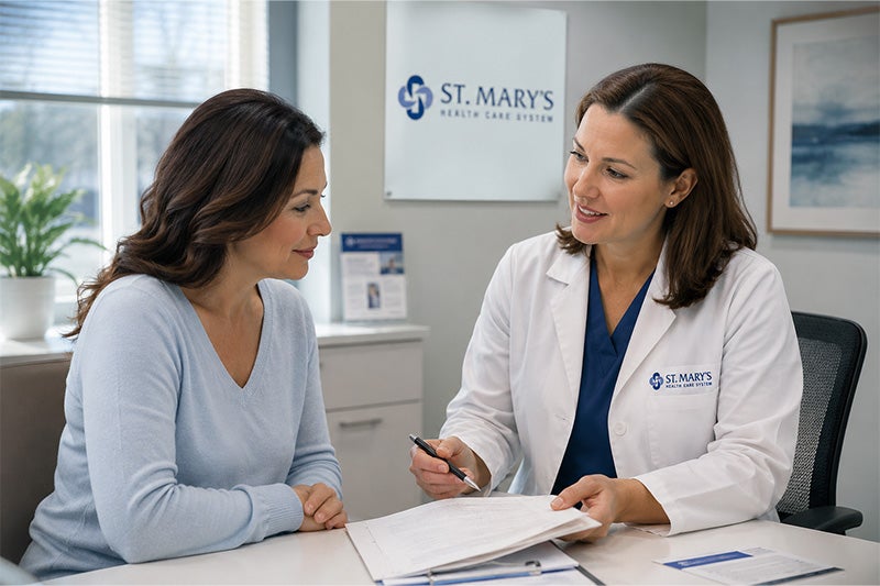 Patient and Physician discussing High Risk Genetic Screening for Breast Cancer