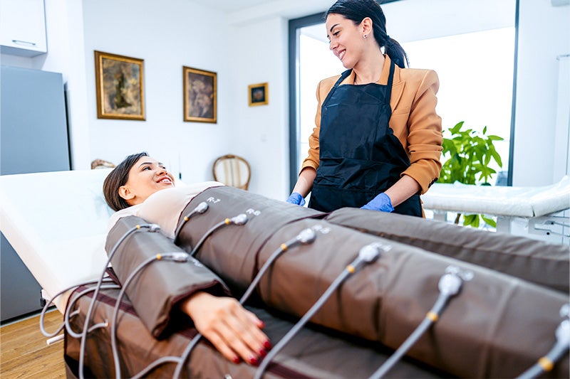 Lymphedema Therapy patient receiving treatment at a rehabilitation clinic.