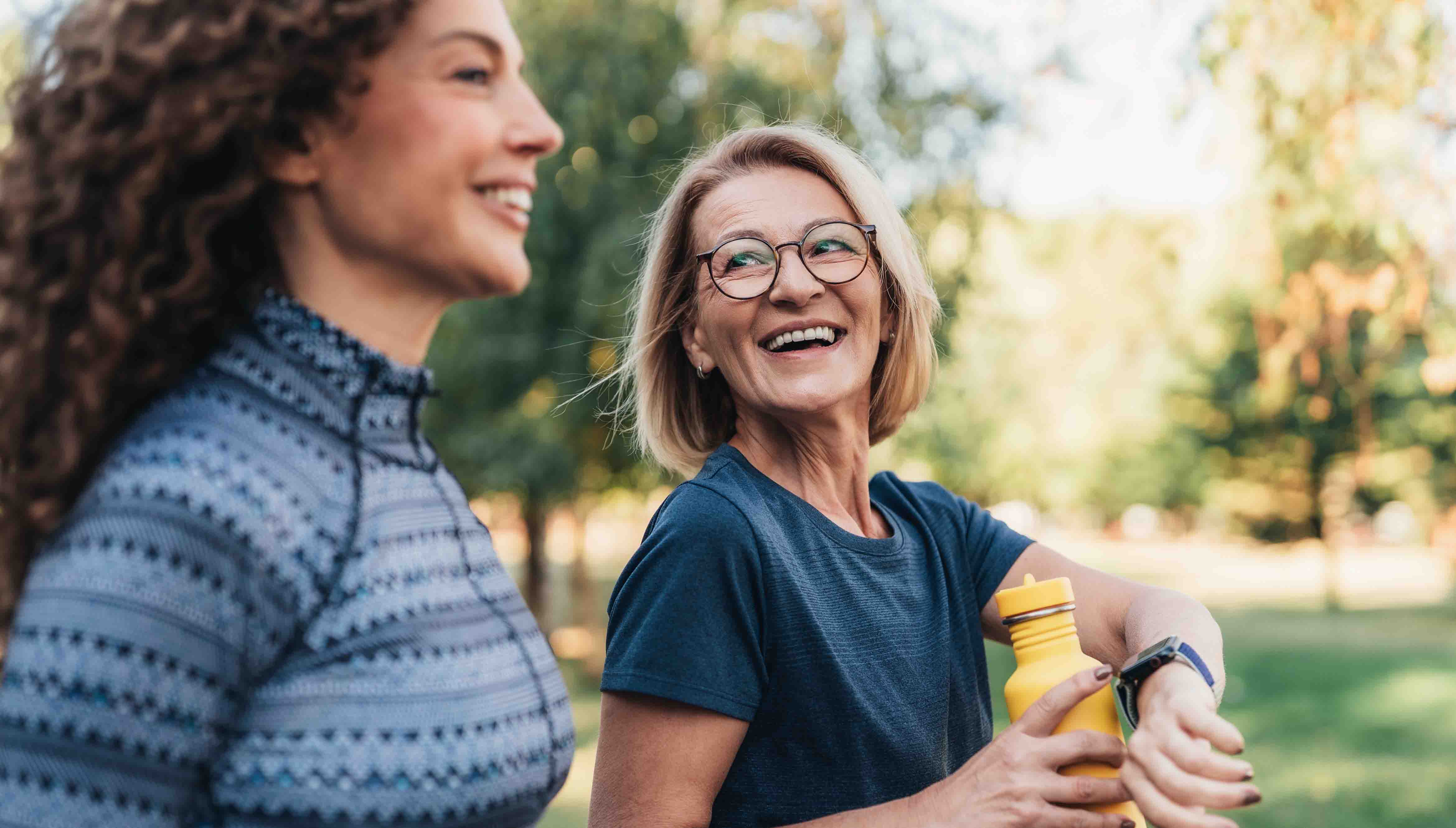 Female Balance Therapy patient walking with confidence after completing her physical therapy.