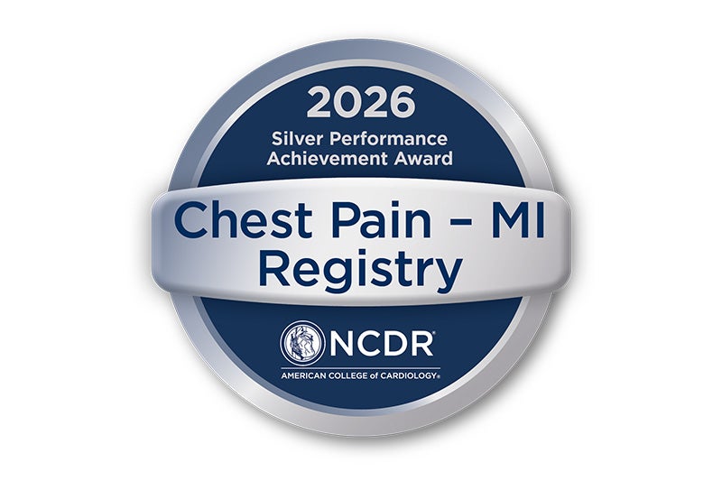 American College of Cardiology NCDR Chest Pain-MI Registry Silver Performance Achievement Award recognizes sustained, high-level performance in quality of care