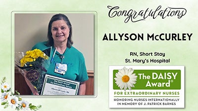 Allyson McCurley, RN in Short Stay, receives a DAISY Award.