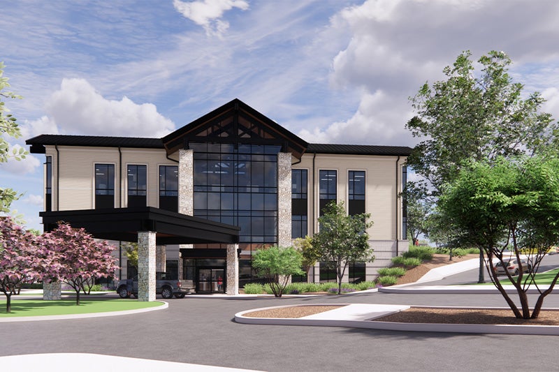 Visualization of the exterior of St. Mary’s Good Samaritan Pavilion provided by May Architects