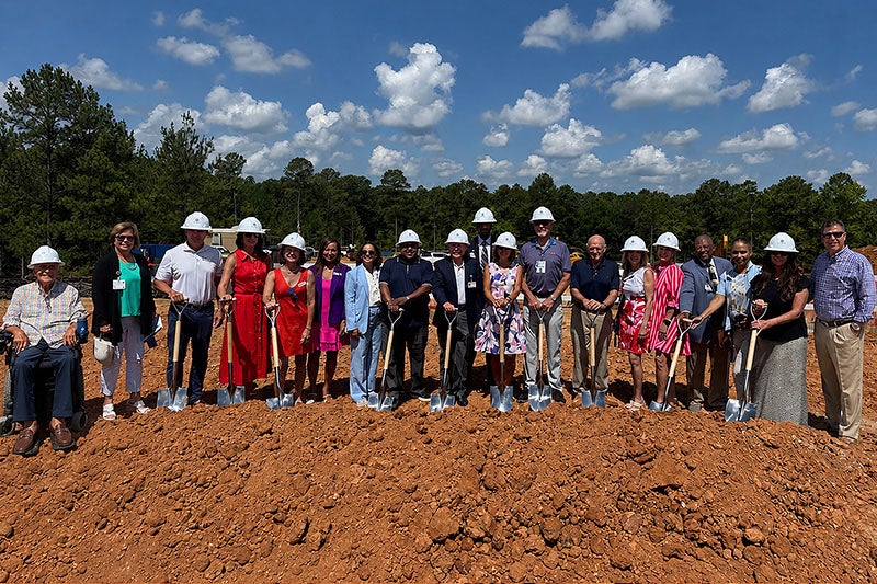 St. Mary's and community leaders pose for a photo to celebrate breaking ground for the St. Mary's Good Samaritan Pavilion.